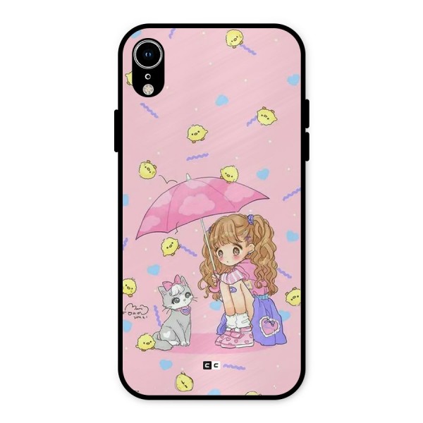 Girl With Cat Metal Back Case for iPhone XR