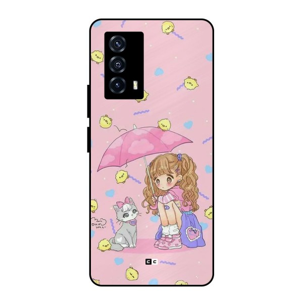 Girl With Cat Metal Back Case for iQOO Z5