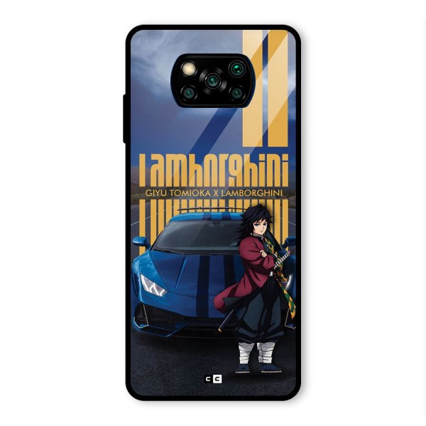 Giyu Tomioka Supercar Glass Back Case for Poco X3 Pro