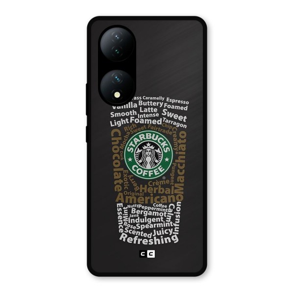 Glass StarBucks Metal Back Case for Vivo T2