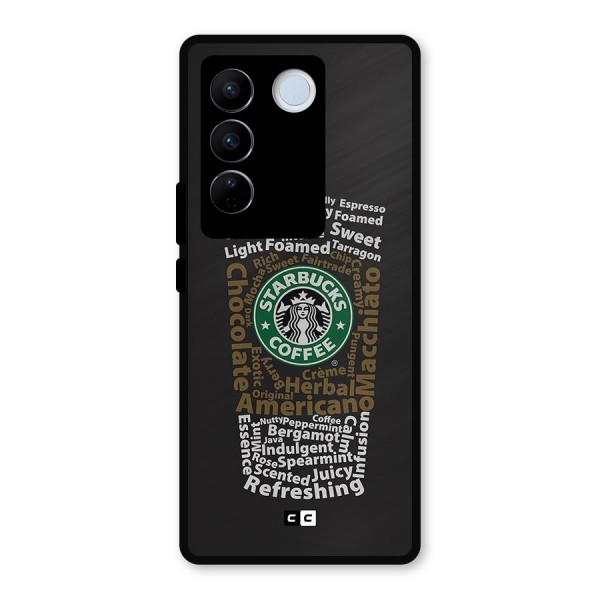 Glass StarBucks Metal Back Case for Vivo V27 Pro