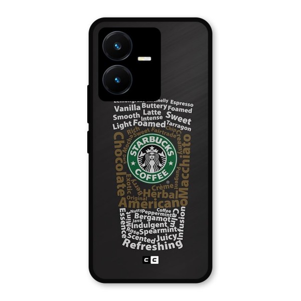 Glass StarBucks Metal Back Case for Vivo Y22s