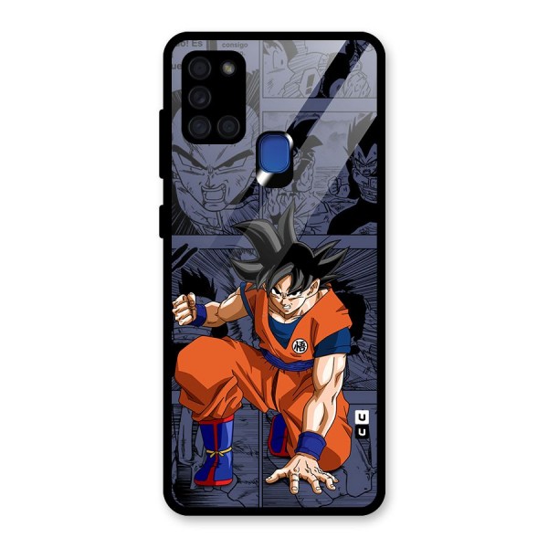 Goku Manga Art Glass Back Case for Galaxy A21s