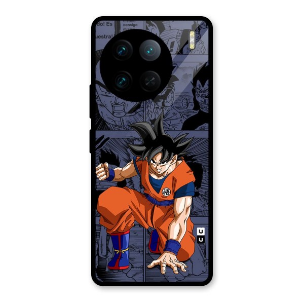 Goku Manga Art Glass Back Case for Vivo X90 Pro