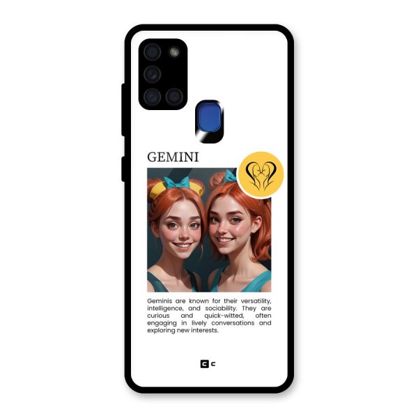 Golden Gemini Glass Back Case for Galaxy A21s