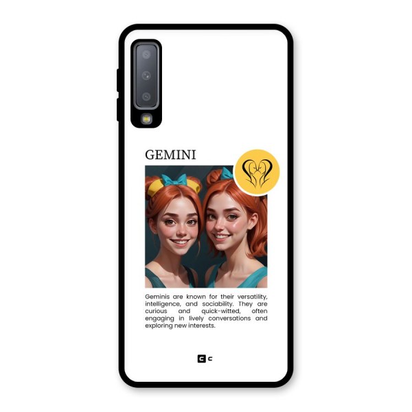 Golden Gemini Glass Back Case for Galaxy A7 (2018)