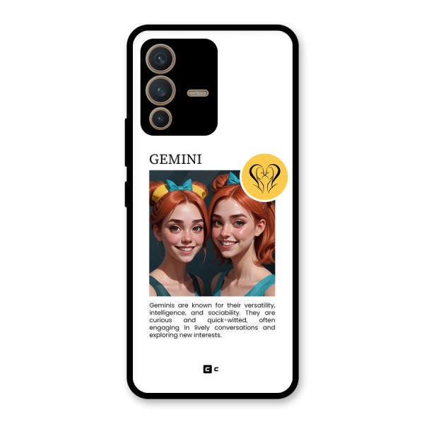 Golden Gemini Glass Back Case for Vivo V23 5G