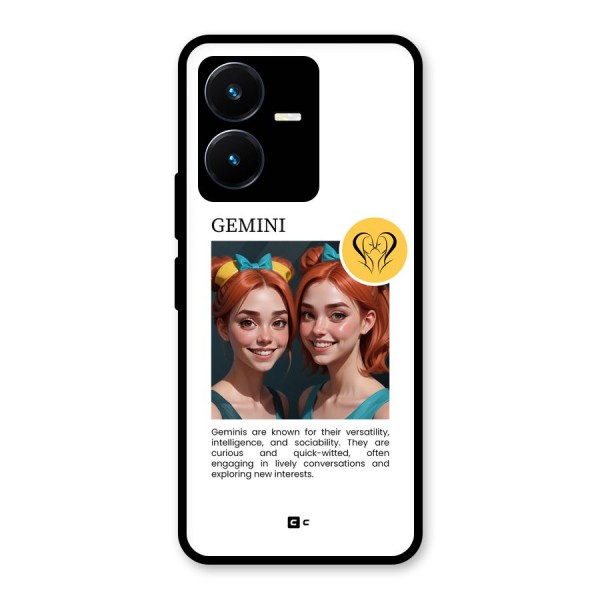 Golden Gemini Glass Back Case for Vivo Y22