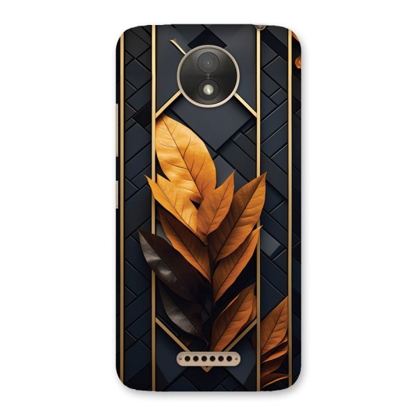 Golden Leaf Pattern Back Case for Moto C Plus