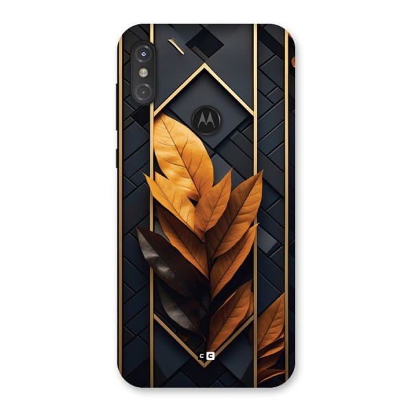 Golden Leaf Pattern Back Case for Motorola One Power