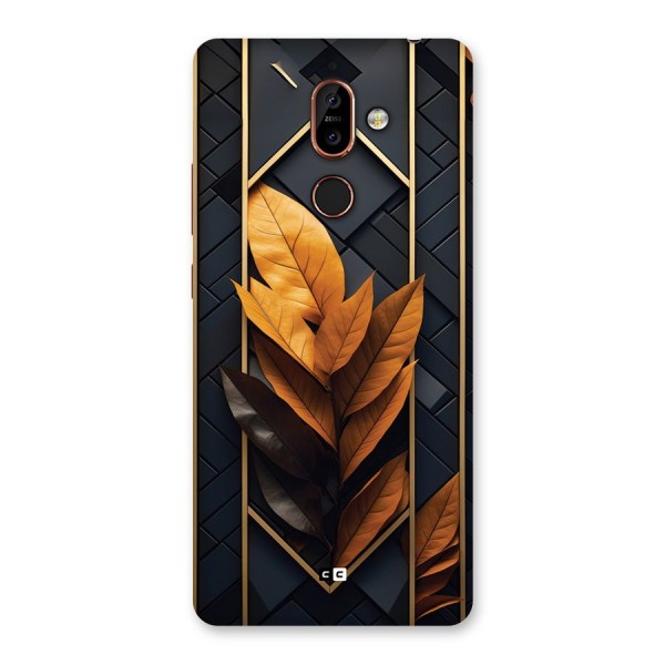 Golden Leaf Pattern Back Case for Nokia 7 Plus