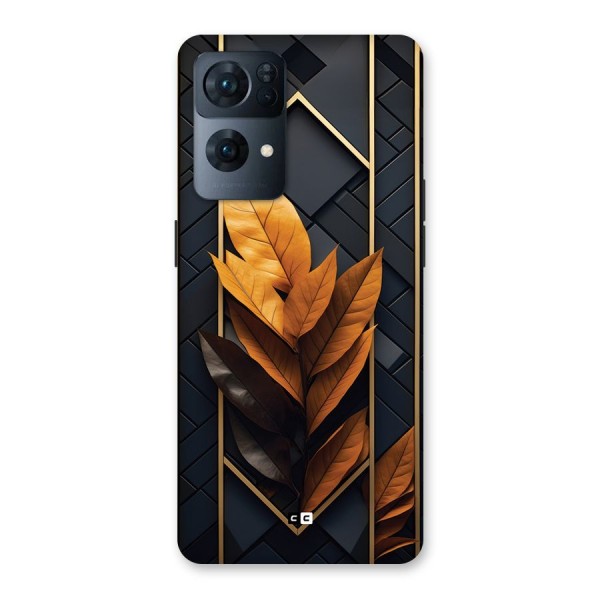 Golden Leaf Pattern Back Case for Oppo Reno7 Pro 5G