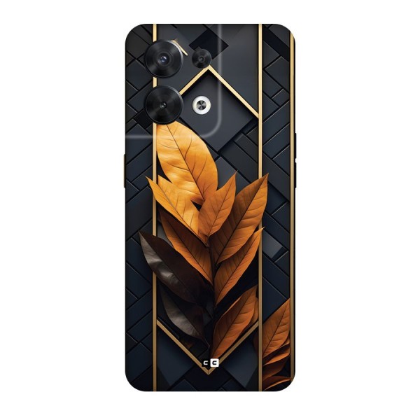 Golden Leaf Pattern Back Case for Oppo Reno8 5G