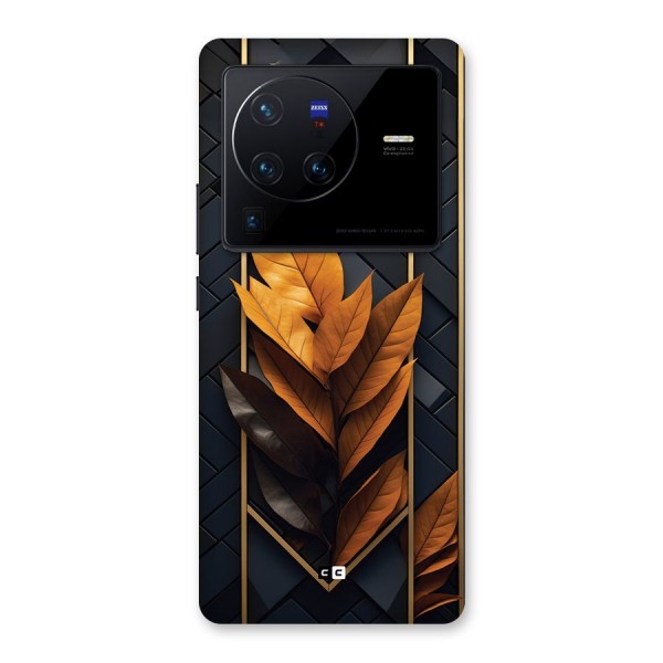 Golden Leaf Pattern Back Case for Vivo X80 Pro