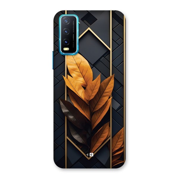 Golden Leaf Pattern Back Case for Vivo Y12s