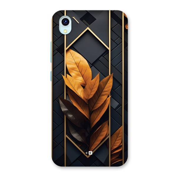 Golden Leaf Pattern Back Case for Vivo Y1s