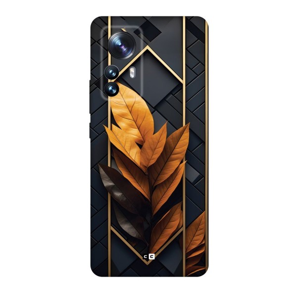 Golden Leaf Pattern Back Case for Xiaomi 12 Pro