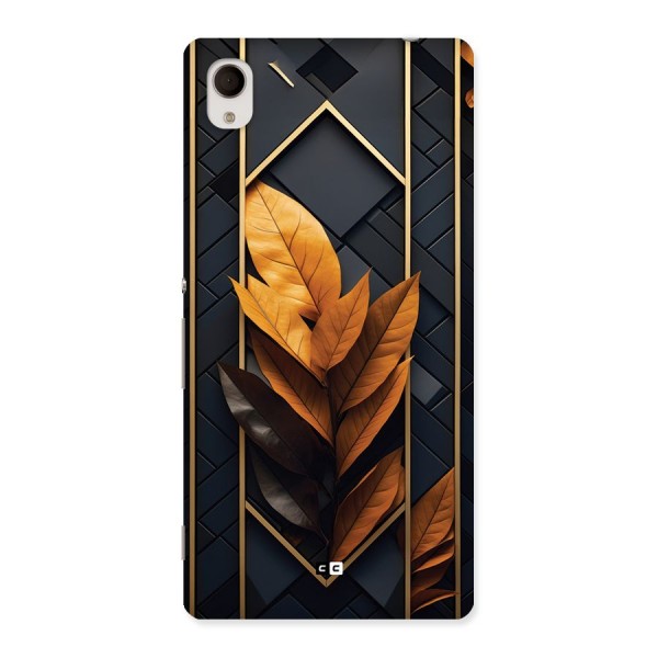 Golden Leaf Pattern Back Case for Xperia M4 Aqua