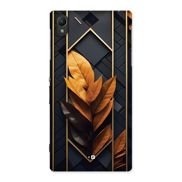 Golden Leaf Pattern Back Case for Xperia Z1