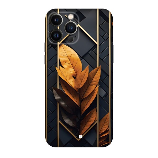 Golden Leaf Pattern Back Case for iPhone 13 Pro Max