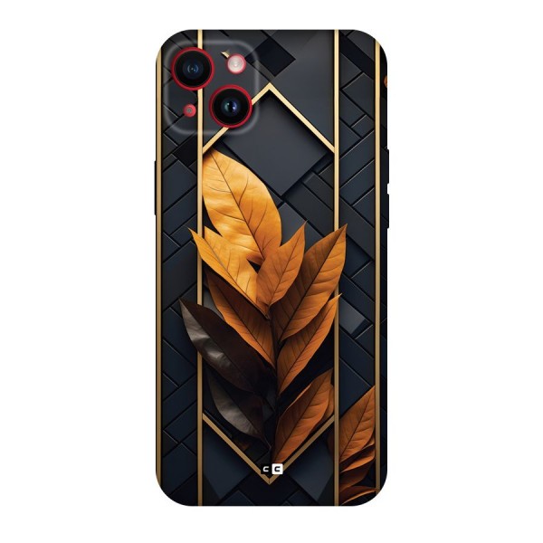 Golden Leaf Pattern Back Case for iPhone 14 Plus