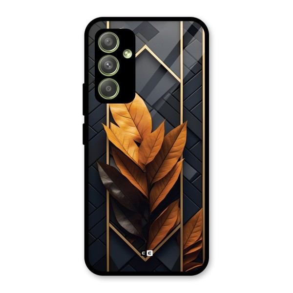 Golden Leaf Pattern Glass Back Case for Galaxy A54