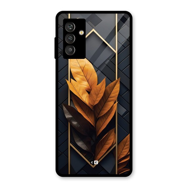 Golden Leaf Pattern Glass Back Case for Galaxy M13