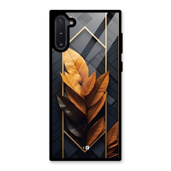 Golden Leaf Pattern Glass Back Case for Galaxy Note 10