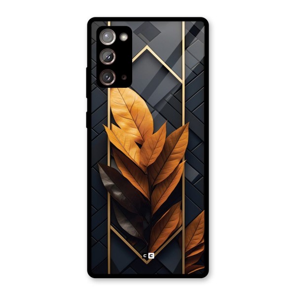 Golden Leaf Pattern Glass Back Case for Galaxy Note 20