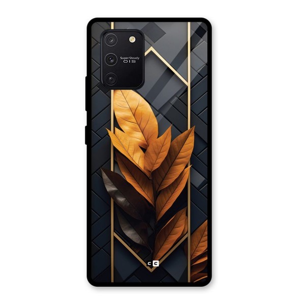 Golden Leaf Pattern Glass Back Case for Galaxy S10 Lite