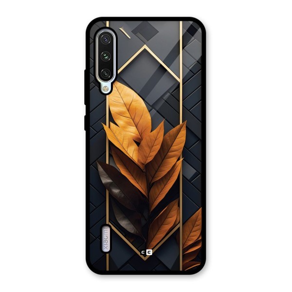 Golden Leaf Pattern Glass Back Case for Mi A3