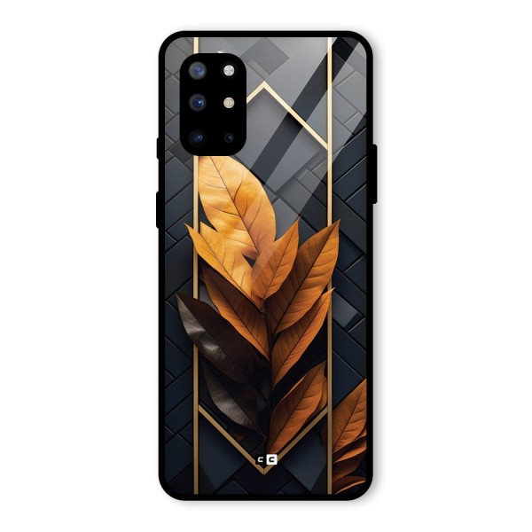 Golden Leaf Pattern Glass Back Case for OnePlus 8T