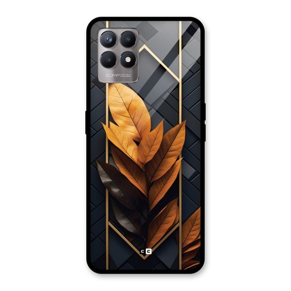 Golden Leaf Pattern Glass Back Case for Realme Narzo 50