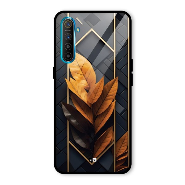 Golden Leaf Pattern Glass Back Case for Realme X2