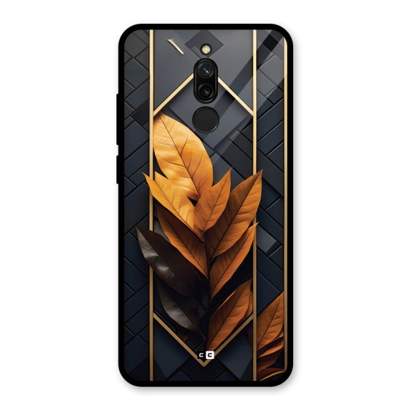 Golden Leaf Pattern Glass Back Case for Redmi 8