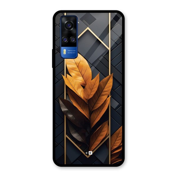 Golden Leaf Pattern Glass Back Case for Vivo Y51