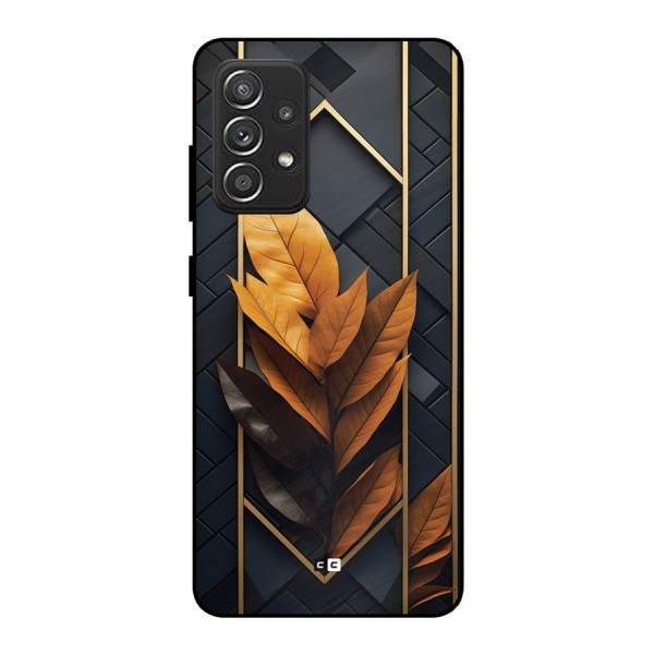 Golden Leaf Pattern Metal Back Case for Galaxy A52