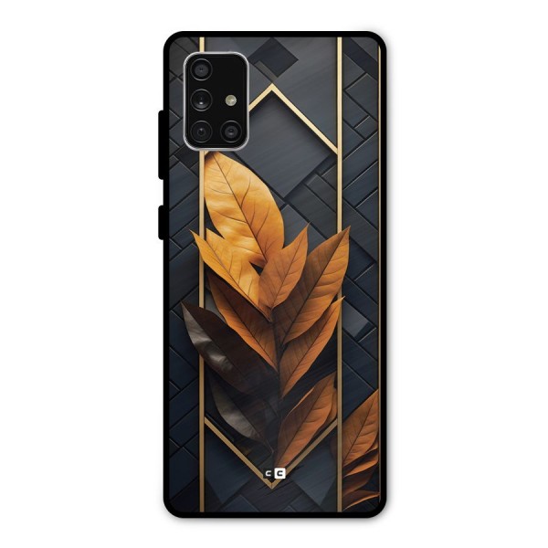 Golden Leaf Pattern Metal Back Case for Galaxy A71