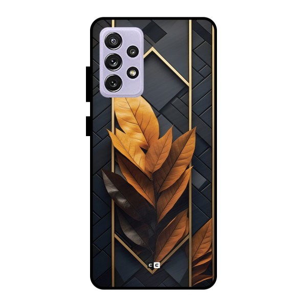 Golden Leaf Pattern Metal Back Case for Galaxy A72