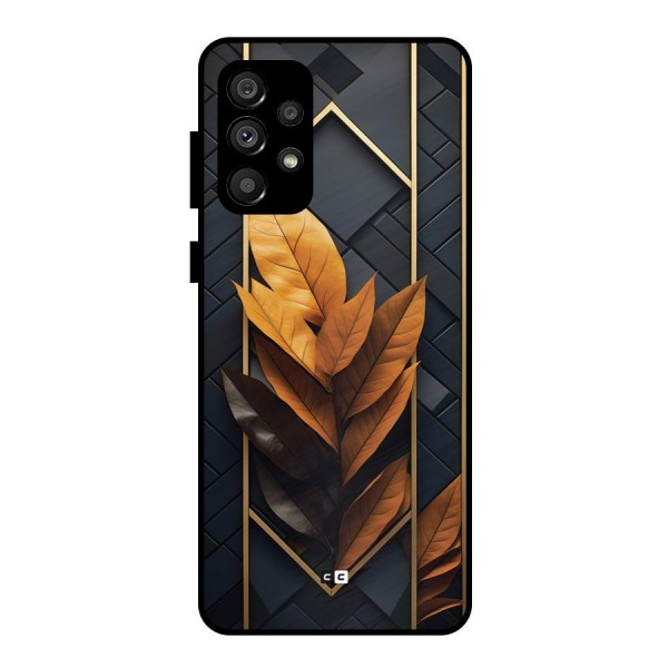 Golden Leaf Pattern Metal Back Case for Galaxy A73 5G