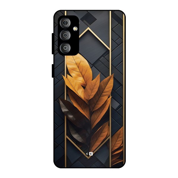 Golden Leaf Pattern Metal Back Case for Galaxy F23