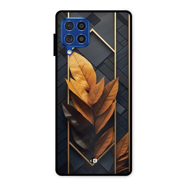 Golden Leaf Pattern Metal Back Case for Galaxy F62