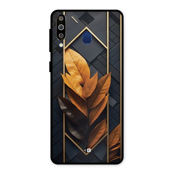 Golden Leaf Pattern Metal Back Case for Galaxy M30