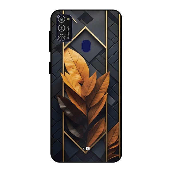 Golden Leaf Pattern Metal Back Case for Galaxy M30s