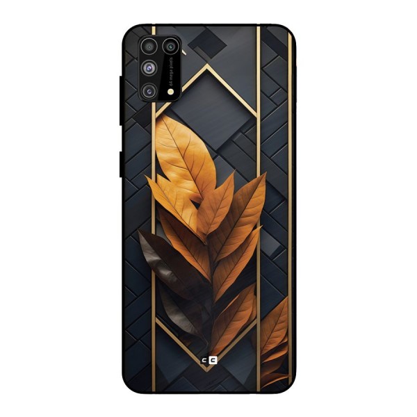 Golden Leaf Pattern Metal Back Case for Galaxy M31