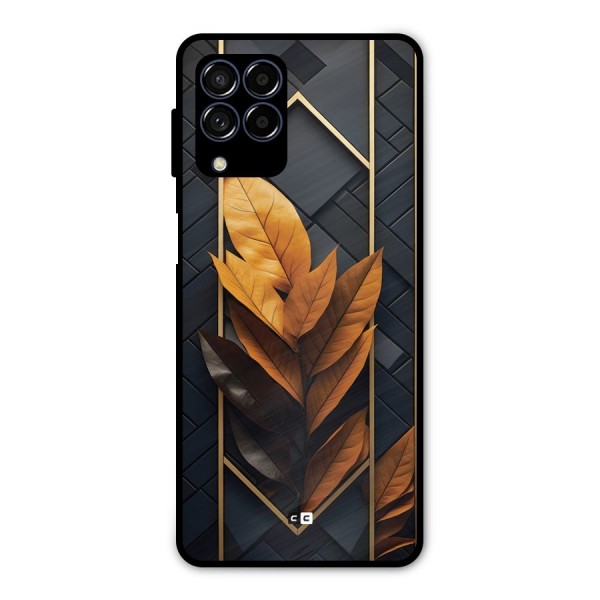 Golden Leaf Pattern Metal Back Case for Galaxy M53 5G