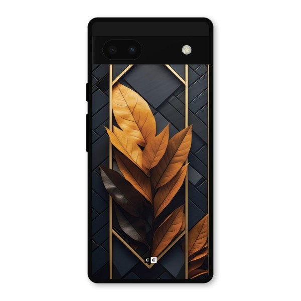 Golden Leaf Pattern Metal Back Case for Google Pixel 6a