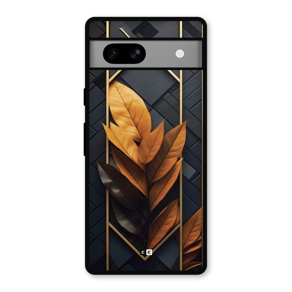 Golden Leaf Pattern Metal Back Case for Google Pixel 7a