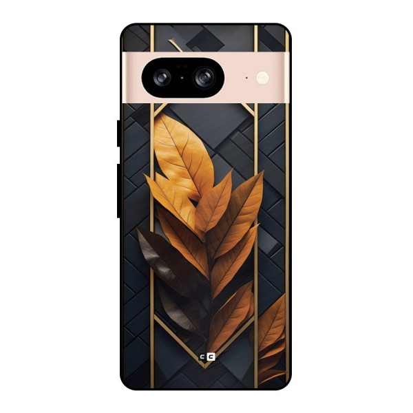 Golden Leaf Pattern Metal Back Case for Google Pixel 8