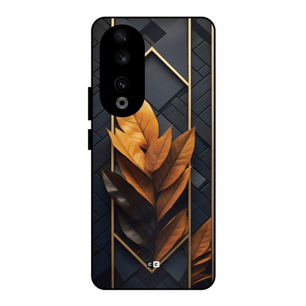 Golden Leaf Pattern Metal Back Case for Honor 90